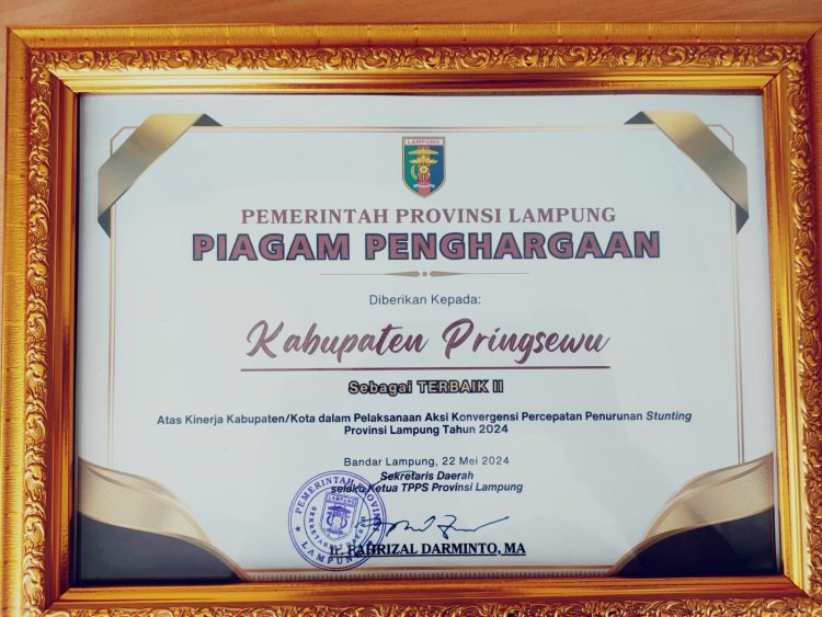 Pringsewu Raih Prestasi Terbaik Kedua dalam Penanganan Stunting di Provinsi Lampung