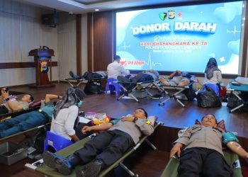 Polresta Bandar Lampung Gelar Donor Darah Menyambut Hari Bhayangkara ke-78