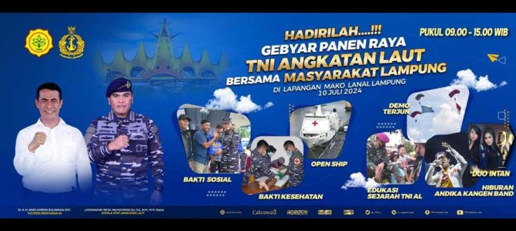 KASAL dan Menteri Pertanian Tinjau Panen Raya TNI AL di Lampung pada 10 Juli 2024