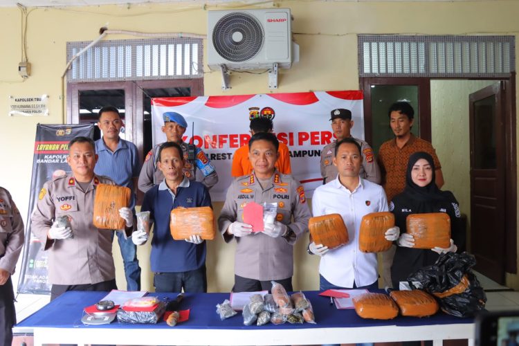 Polsek Telukbetung Utara Amankan Pengedar Narkoba, Sita 9 Kg Ganja dan 241 Gram Sabu