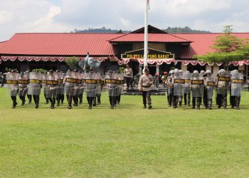 Wakapolres Lampung Barat Pimpin Latihan Dalmas Menyambut Pilkada Serentak 2024