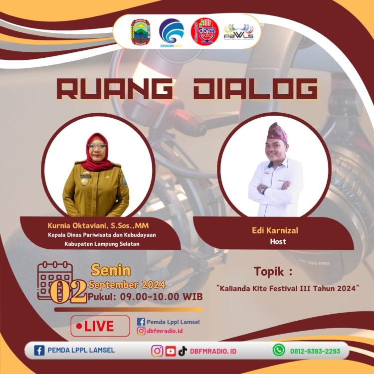Kepala Dinas Pariwisata Lampung Selatan Bahas Festival Kalianda Kite Festival III 2024 di Radio DBFM