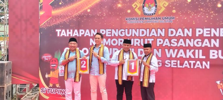 Pengundian Nomor Urut Calon Bupati dan Wakil Bupati Lampung Selatan Berlangsung Lancar