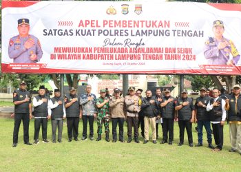 Pjs. Bupati Lampung Tengah Hadiri Apel Pembentukan Satgas KUAT Polres Lampung Tengah untuk Wujudkan Pilkada Damai
