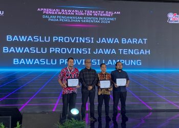 Bawaslu Lampung Raih Penghargaan sebagai Provinsi Teraktif dalam Pengawasan Siber Pemilu 2024