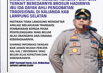 Polres Lampung Selatan Peringatkan Warga soal Penipuan Online Berkedok Pengobatan Ida Dayak