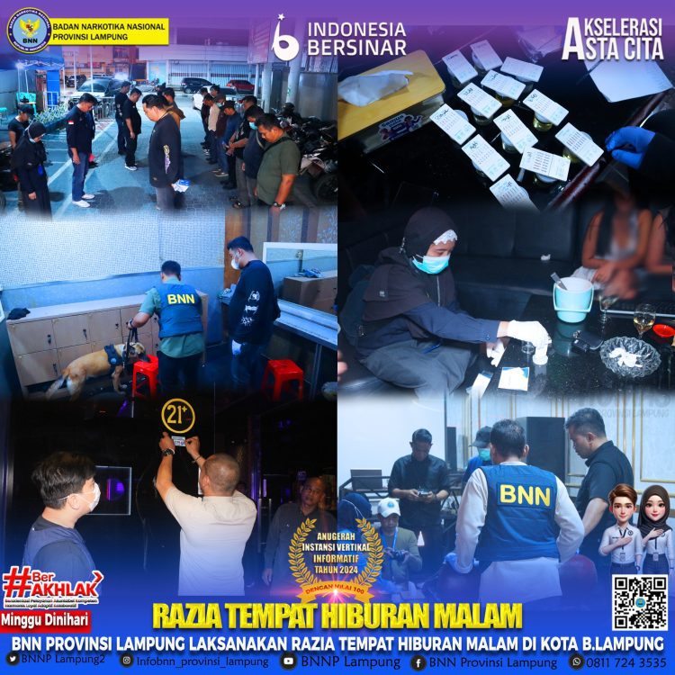 BNNP Lampung Gelar Razia Narkoba di Tempat Hiburan Malam, Tak Ada Temuan Positif