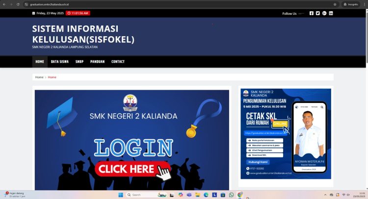 SMKN 2 Kalianda Inovasi Digitalisasi Layanan Pendidikan, Umumkan Kelulusan Siswa Melalui Portal Online