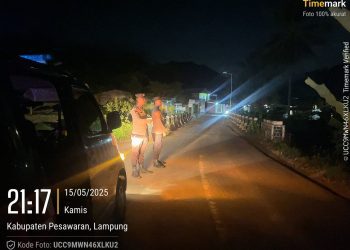Patroli Malam Polsek Padang Cermin Sisir Jalur Rawan Way Ratai, Wujud Nyata Kehadiran Polri di Tengah Masyarakat