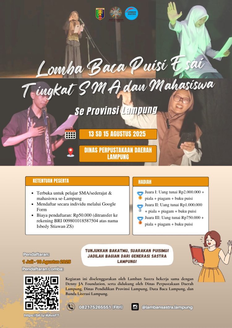 Lomba Baca Puisi Esai Pertama di Indonesia Digelar di Lampung, Sambut HUT RI ke-80