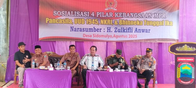 Sosialisasi Empat Pilar Kebangsaan MPR di Desa Sidorejo Lampung Selatan: Anggota DPR RI H. Zulkifli Anwar Ajak Masyarakat Memahami Pancasila, UUD 1945, NKRI dan Bhinneka Tunggal Ika