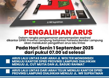 Pengalihan Arus Lalu Lintas di Sekitar DPRD Lampung, Satlantas Polresta Imbau Warga Gunakan Jalur Alternatif