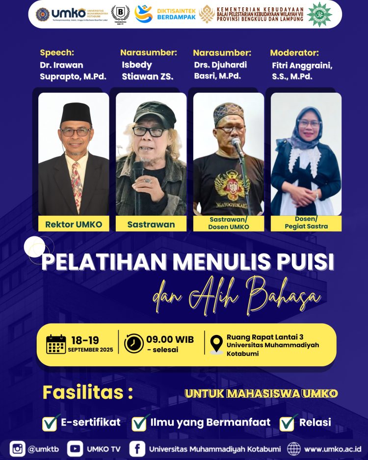 Isbedy Stiawan ZS Hadir di UMKO: Pelatihan Menulis Puisi Bakal Cetak Penyair Muda Lampung?