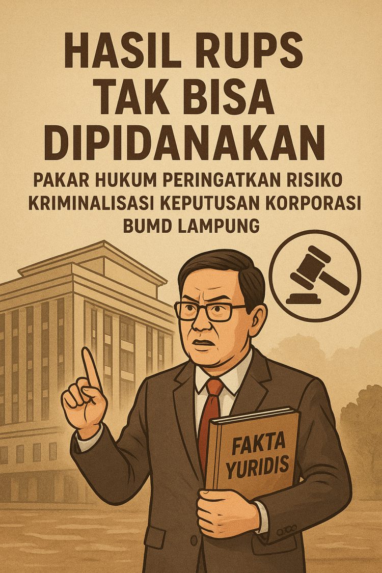 Pakar Hukum Ingatkan Risiko Kriminalisasi Keputusan Korporasi: Hasil RUPS Tak Bisa Dipidanakan, Kasus BUMD Lampung Jadi Sorotan Nasional