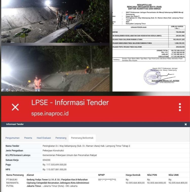 Proyek Rp92 Miliar BBWS Mesuji-Sekampung Jadi Sorotan, Upah Pekerja “Hilang”! LSM PRO RAKYAT Desak Kejati Lampung Bertanggung Jawab