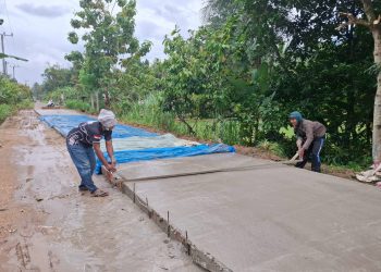 Iuran Semen Per KK, Warga Dusun IV Sendangbaru Wujudkan Jalan Rabat Beton