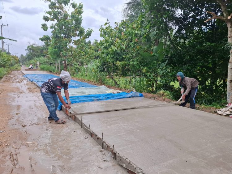 Iuran Semen Per KK, Warga Dusun IV Sendangbaru Wujudkan Jalan Rabat Beton