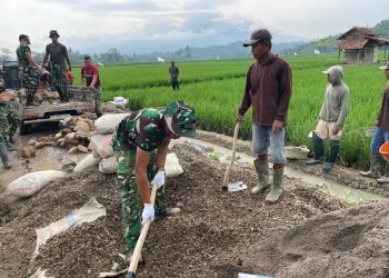 Hari Ketiga TMMD ke-127: TNI dan Masyarakat Gotong Royong Bangun Jalan dan Talud di Tanjung Rejo