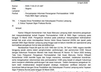 Kemenham Lampung Tegaskan Ada Permasalahan HAM di SMA Siger