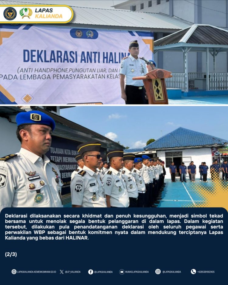 Bersatu Lawan HALINAR, Lapas Kalianda Gelar Deklarasi Bersama Seluruh Jajaran