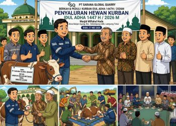 PT Sarana Global Quarry Tebar Kepedulian di Iduladha, Kurban PT SGQ Pererat Harmoni dengan Warga Banjar Agung