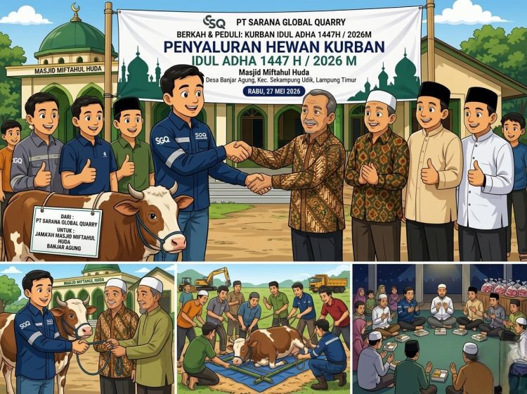 PT Sarana Global Quarry Tebar Kepedulian di Iduladha, Kurban PT SGQ Pererat Harmoni dengan Warga Banjar Agung