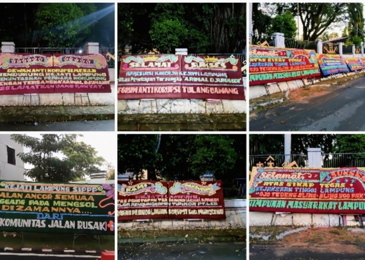 Penegakan Hukum Diapresiasi, Kejati Lampung Dipenuhi Karangan Bunga