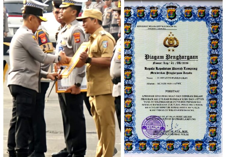 Bupati Pringsewu dan Jajaran Forkopimda Terima Penghargaan dari Kapolda Lampung